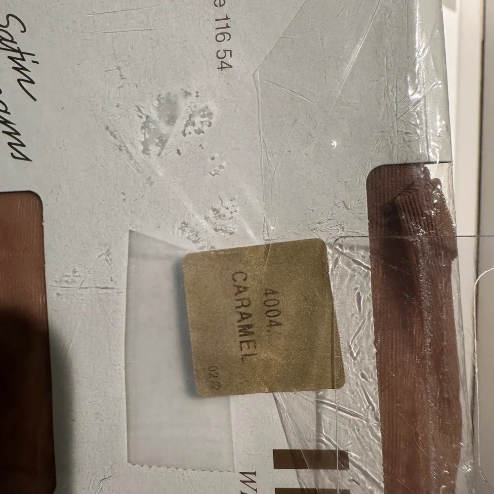 VTG Wolford Satin Dreams 7 Denier Sheer Pantyhose Tights French‎ 2 US S Caramel